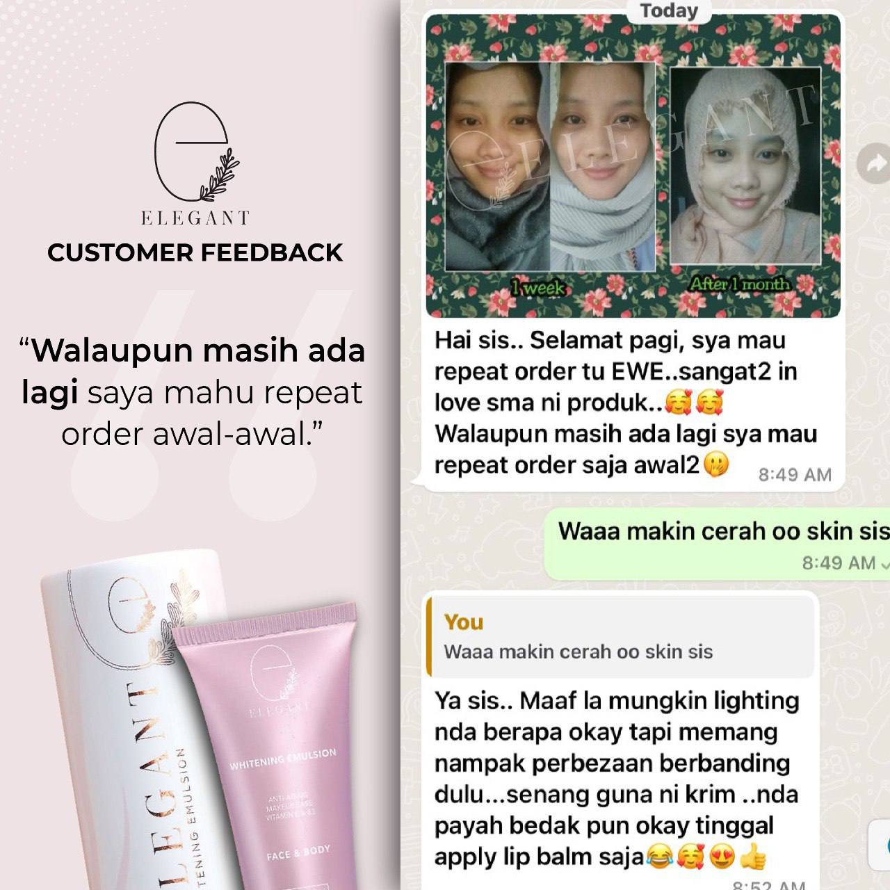 testimoni elegant sunscreen whitening emulsion