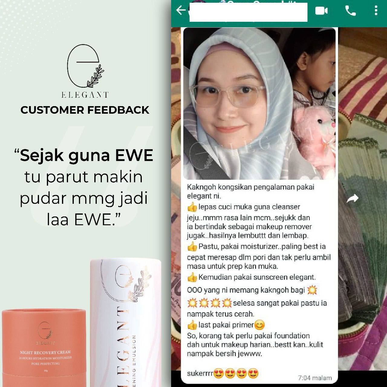 testimoni elegant sunscreen whitening emulsion
