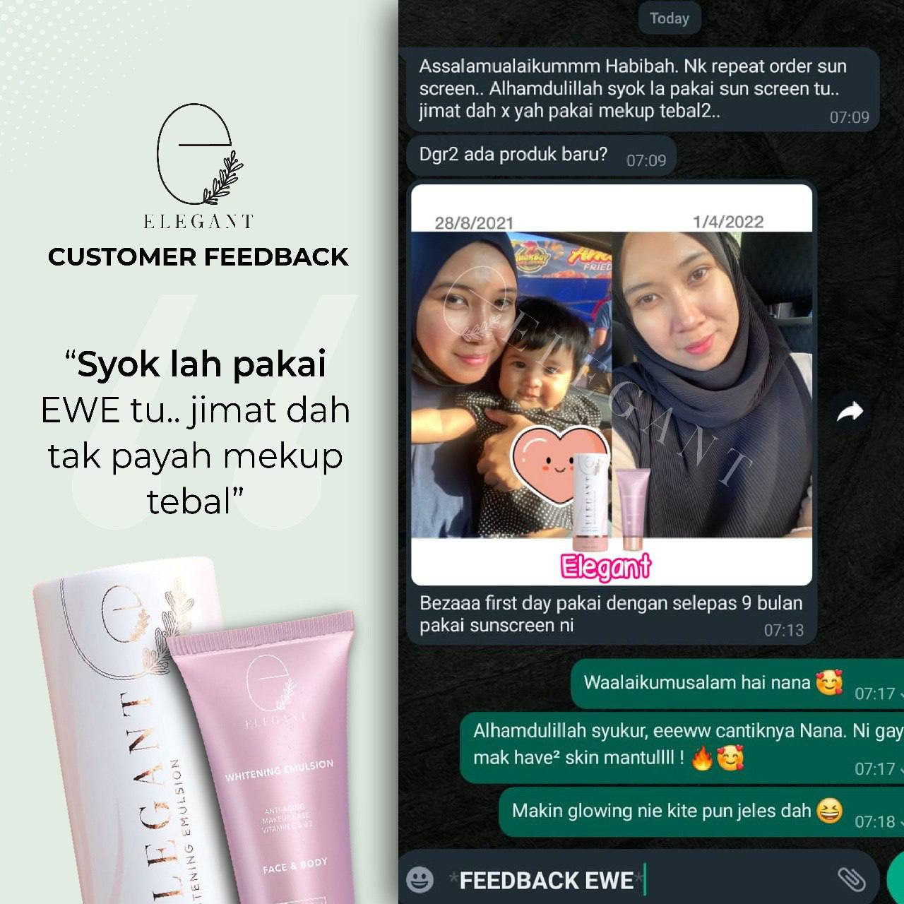 testimoni elegant sunscreen whitening emulsion
