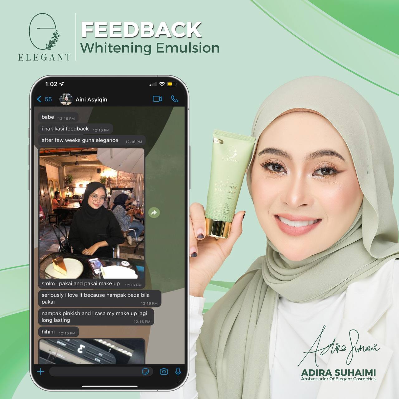 testimoni elegant sunscreen whitening emulsion